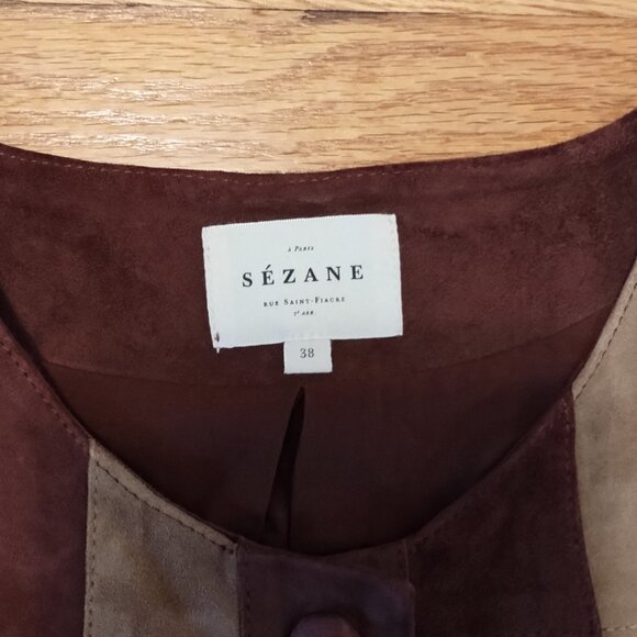 Sezane Suede Tara Jacket Vest Patchwork 38 6 FLAWS - Picture 3 of 8